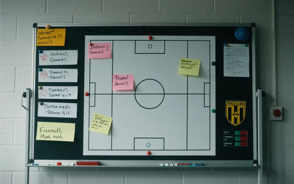 足球战术板与伤病名单叠加的复盘画面：预测随变量变化